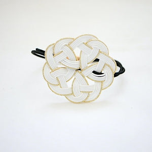 white mizuhiki hair tie, Japanese head wear, ponytail holder