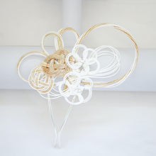 Load image into Gallery viewer, white&amp;beige-gold mizuhiki Japanese hair accessory, kanzashi, hair pin