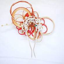 Load image into Gallery viewer, mizuhiki flower hair pin, head accessory, Japanese hairpin, kanzashi