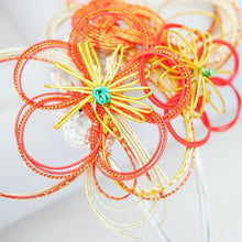 Load image into Gallery viewer, mizuhiki flower hair pin, head accessory, Japanese hairpin, kanzashi