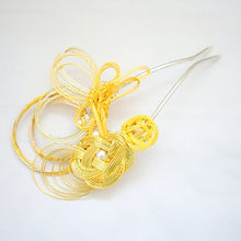 Load image into Gallery viewer, yellow mizuhiki flower Japanese design, hair pin, head accessory