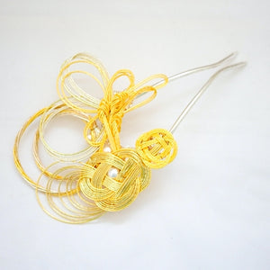 yellow mizuhiki flower Japanese design, hair pin, head accessory