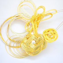 Load image into Gallery viewer, yellow mizuhiki flower Japanese design, hair pin, head accessory