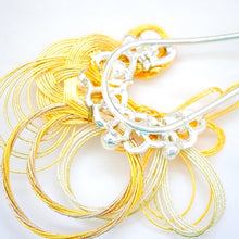 Load image into Gallery viewer, yellow mizuhiki flower Japanese design, hair pin, head accessory