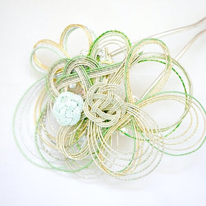 light-green kanzashi, elegant Japanese hair pin, handcrafted