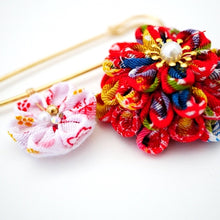 Load image into Gallery viewer, red flower kilt pin, scarf pin, brooch pin, Japan handmade, handcrafted