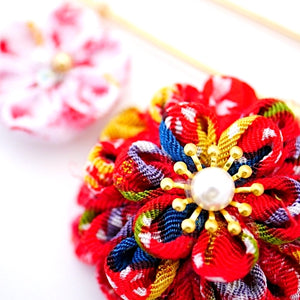 red flower kilt pin, scarf pin, brooch pin, Japan handmade, handcrafted