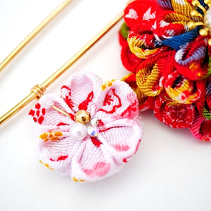 red flower kilt pin, scarf pin, brooch pin, Japan handmade, handcrafted