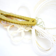 Load image into Gallery viewer, white&amp;green head accessory, hair clip decor, mizuhiki hairclip