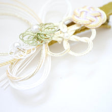 Load image into Gallery viewer, white&amp;green head accessory, hair clip decor, mizuhiki hairclip