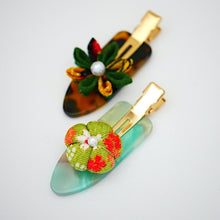 Load image into Gallery viewer, 2pcs hair clip with Tsumami-zaiku, hair accessory, handmade