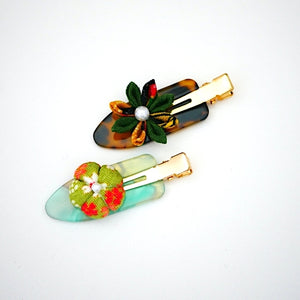 2pcs hair clip with Tsumami-zaiku, hair accessory, handmade