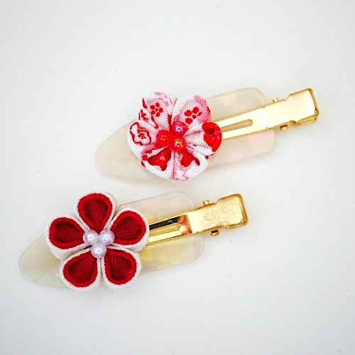 2pcs hair clip with Tsumami-zaiku, hair accessory, handmade