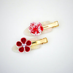 2pcs hair clip with Tsumami-zaiku, hair accessory, handmade