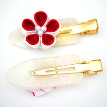 Load image into Gallery viewer, 2pcs hair clip with Tsumami-zaiku, hair accessory, handmade