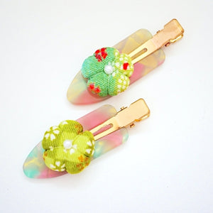 2pcs light green hair clip, hair accessory, handmade