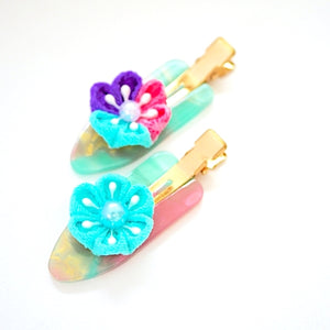 2pcs Tumami-zaiku flower hair clip, hair accessory, handmade from Japan