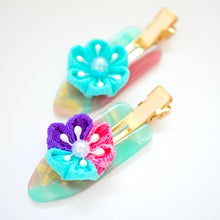 Load image into Gallery viewer, 2pcs Tumami-zaiku flower hair clip, hair accessory, handmade from Japan