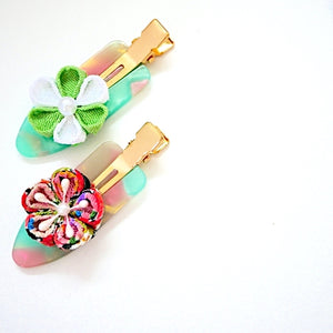 2pcs Tumami-zaiku flower hair clip, hair accessory, Japan handmade