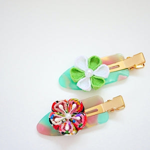 2pcs Tumami-zaiku flower hair clip, hair accessory, Japan handmade