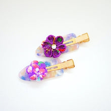 Load image into Gallery viewer, 2pcs Tumami-zaiku purple flower hair clip, hair accessory, Japan handmade