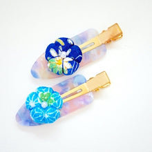 Load image into Gallery viewer, 2pcs skyblue flower hair clip, hair accessory, Japan handmade