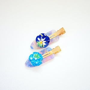 2pcs skyblue flower hair clip, hair accessory, Japan handmade