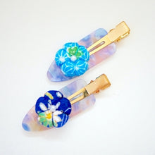 Load image into Gallery viewer, 2pcs skyblue flower hair clip, hair accessory, Japan handmade