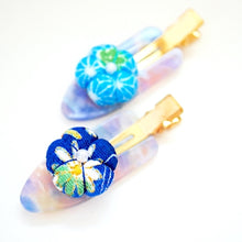 Load image into Gallery viewer, 2pcs skyblue flower hair clip, hair accessory, Japan handmade