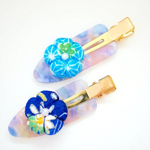 2pcs skyblue flower hair clip, hair accessory, Japan handmade