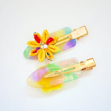 Load image into Gallery viewer, 2pcs yellow flower hair clip, hair accessory, Japan handmade