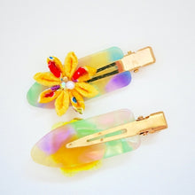 Load image into Gallery viewer, 2pcs yellow flower hair clip, hair accessory, Japan handmade