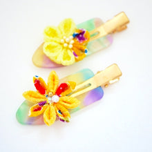 Load image into Gallery viewer, 2pcs yellow flower hair clip, hair accessory, Japan handmade