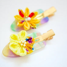 Load image into Gallery viewer, 2pcs yellow flower hair clip, hair accessory, Japan handmade