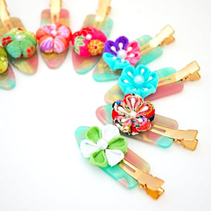 2pcs Tumami-zaiku flower hair clip, hair accessory, Japan handmade